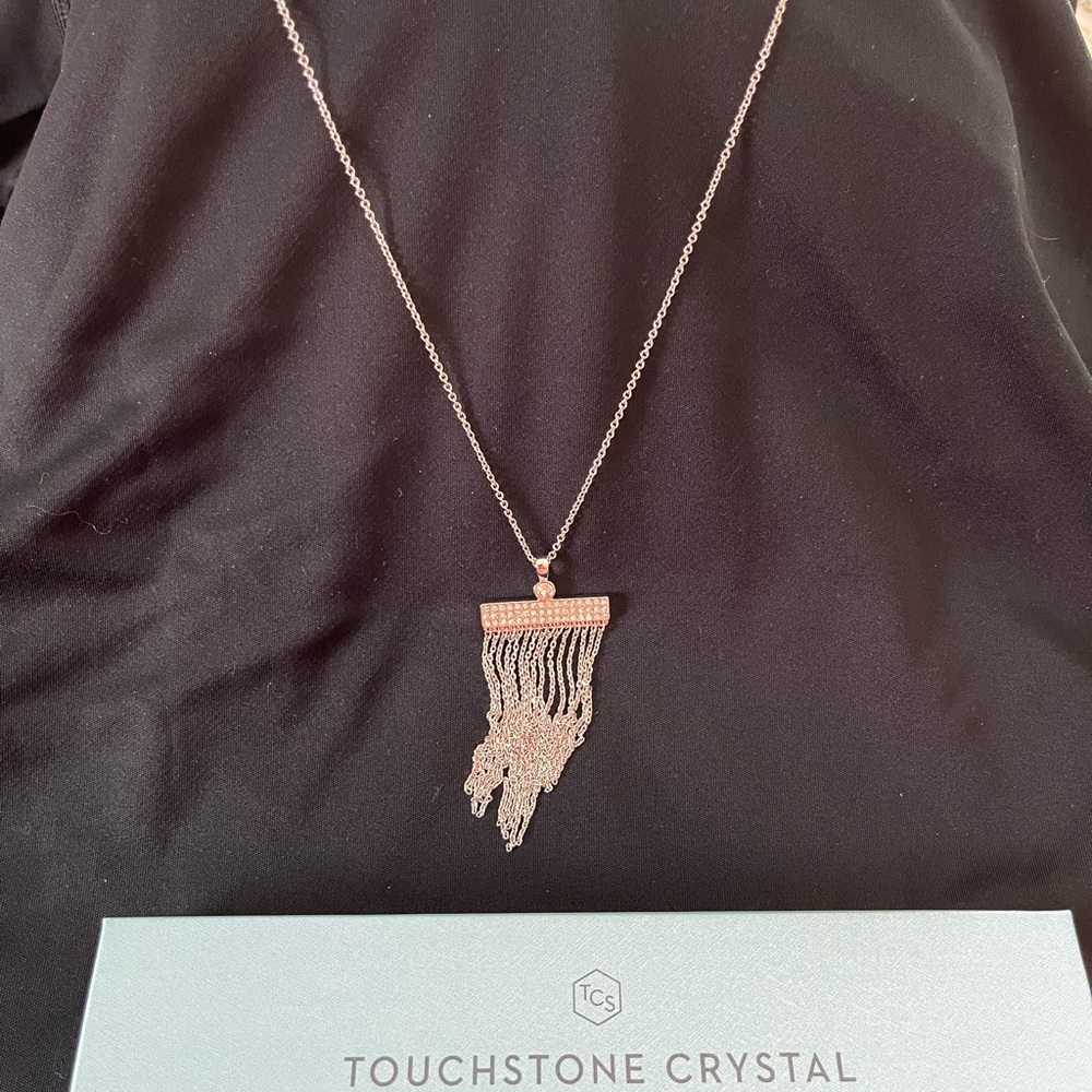 Touchstone Crystal On the Fringe Silver Necklace